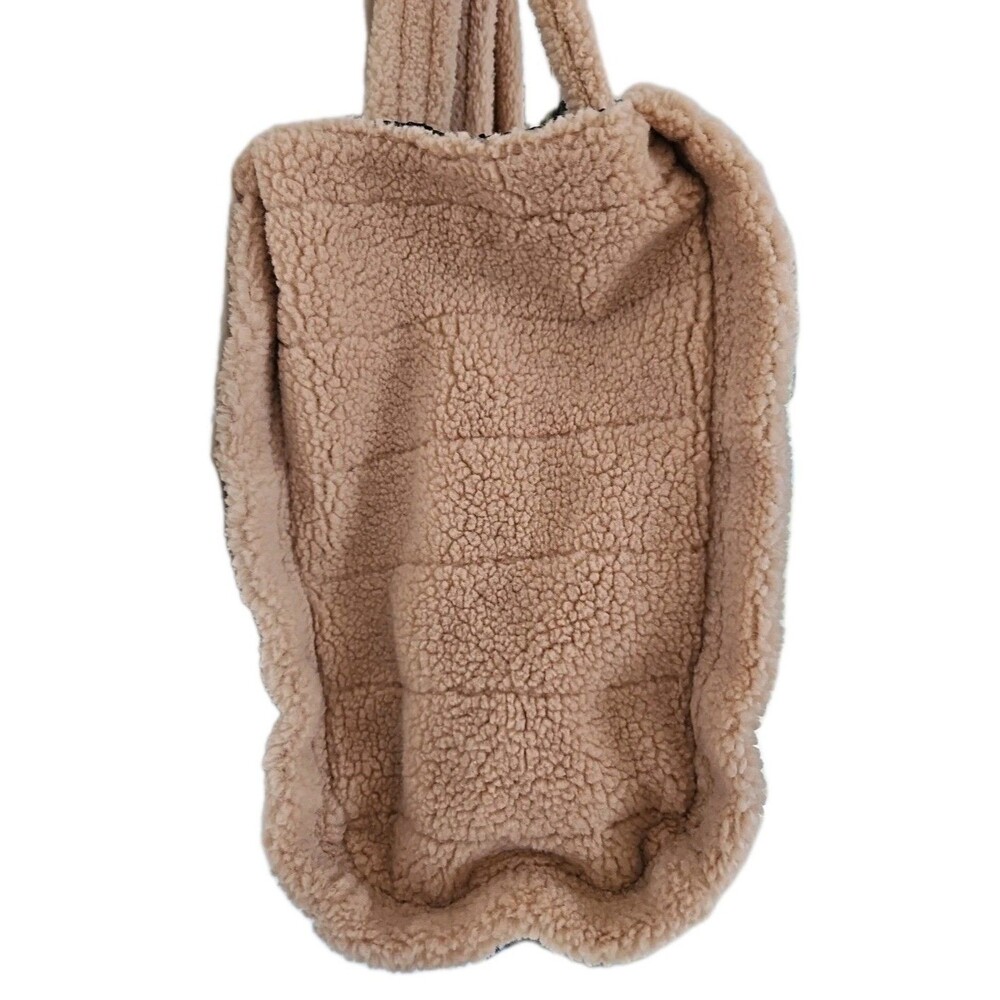 Victoria's Secret Plush Fleece Beige Tote Bag Sherpa Fluffy - Picture 9 of 10
